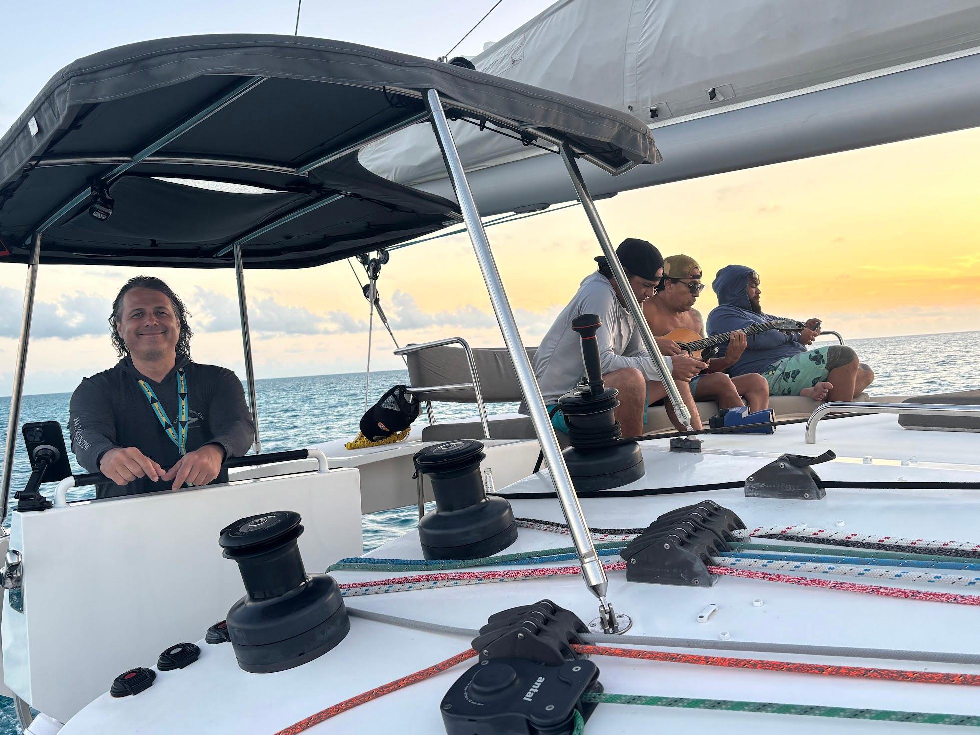 Professional captain at helm